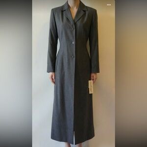NWT Womens Larry Levine Charcoal Gray Long Blazer Coat
